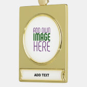 編モダン集シンプル可能な白画像文字テンプレート ゴールドプレートバナーオーナメント (左)