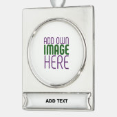 編モダン集シンプル可能な白画像文字テンプレート シルバープレートバナーオーナメント (左)