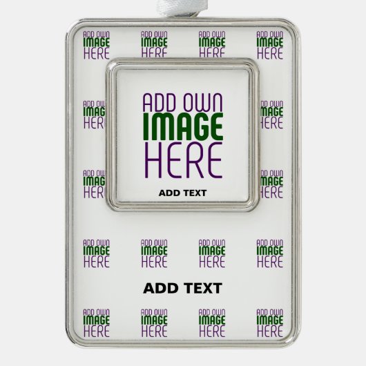 編モダン集シンプル可能な白画像文字テンプレート シルバープレートフレームオーナメント (正面)