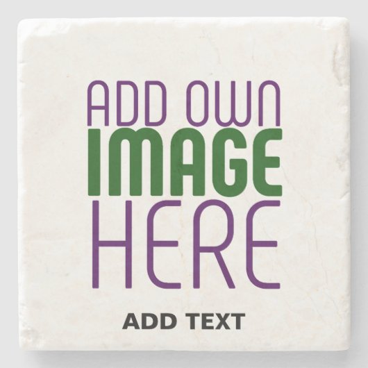 編モダン集シンプル可能な白画像文字テンプレート ストーンコースター (正面)