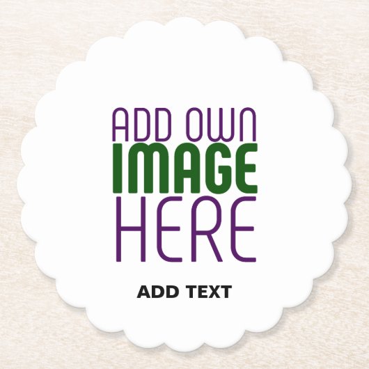 編モダン集シンプル可能な白画像文字テンプレート ペーパーコースター (正面)