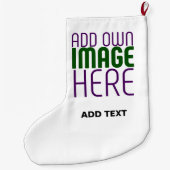 編モダン集シンプル可能な白画像文字テンプレート ラージクリスマスストッキング (裏面)