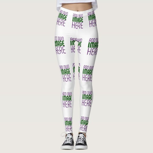 編モダン集シンプル可能な白画像文字テンプレート レギンス (正面)