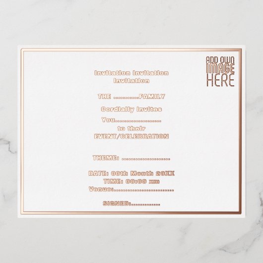 編モダン集シンプル可能な白画像文字テンプレート 箔招待状ポストカード (正面)