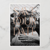 編モダン集ミニマルスタイル写真の保存日付 箔招待状 (正面)