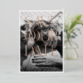 編モダン集ミニマルスタイル写真の保存日付 箔招待状 (立ち正面)