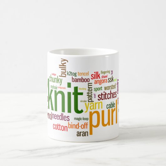 編機械のためのニットの裏編みの編み物の語い コーヒーマグカップ (中央)
