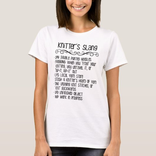 編機械の俗語のおもしろいな編み物 Tシャツ (正面)