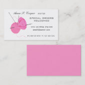 編機械ピンクのかわいいヤーンの球及び針の#makers 名刺 (正面/裏面)