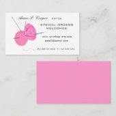 編機械ピンクのかわいいヤーンの球及び針の#makers 名刺 (正面/裏面)