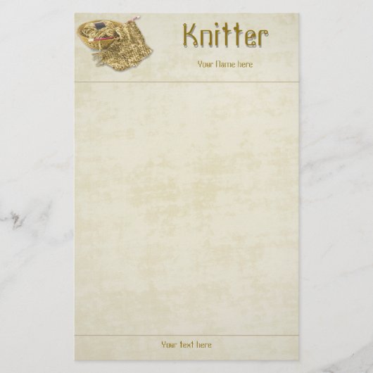 編機械-手のニットのタンのシュニールヤーン-テンプレート 便箋 (正面)