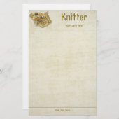 編機械-手のニットのタンのシュニールヤーン-テンプレート 便箋 (正面/裏面)