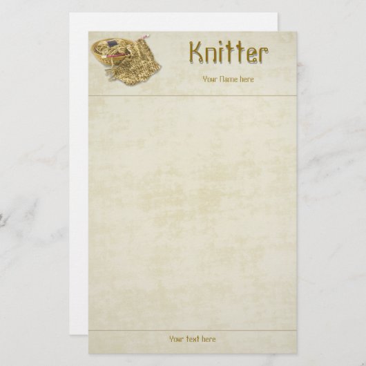 編機械-手のニットのタンのシュニールヤーン-テンプレート 便箋 (正面/裏面)