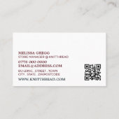 編物、編み物店、糸屋 名刺 (裏面)