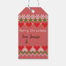 編糸かわいらしプリントX-Masニット模様レッド