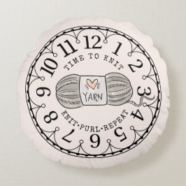 編糸クロック顔 ラウンドクッション