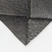 編組ブラックレザー：ヴィンテージテクスチャ フリースブランケット (角)