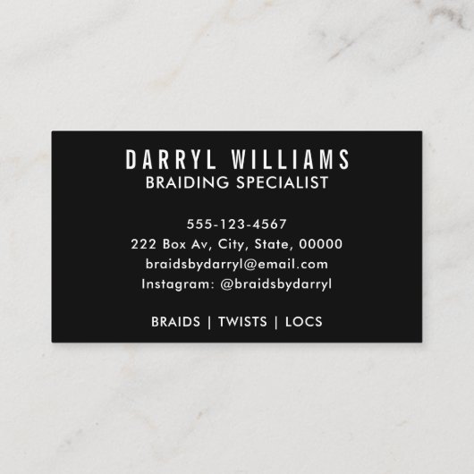 編組ブレイダー写真アフロ美容師 名刺 (裏面)