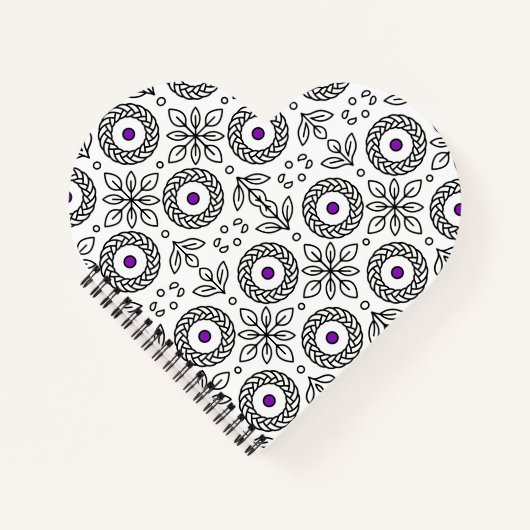 編組マンダラと葉のモチーフスパイラルノート ノートブック (正面)