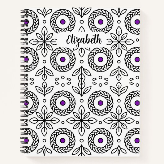 編組マンダラと葉のモチーフ ノートブック (正面)