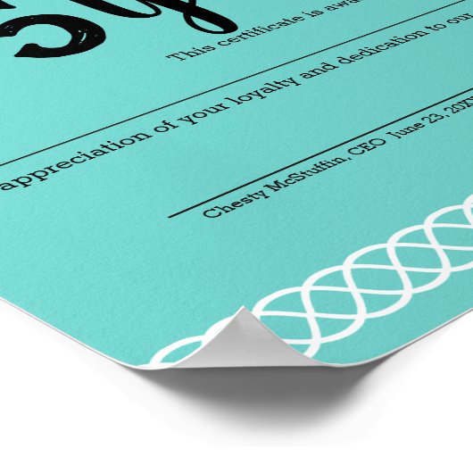 編組ユニバーサル従業員記念日の証明書 ポスター (角)