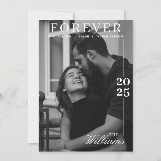 編集カレンダーの雑誌の結婚式の日付を保存 招待状 (正面)