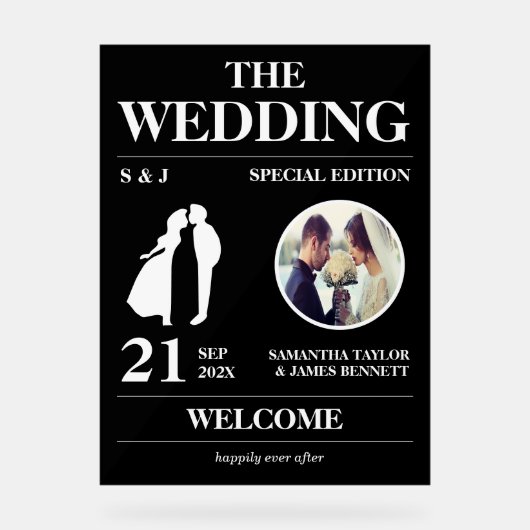 編集スタイル結婚のエントランスディスプレイ アクリルサイン (正面)