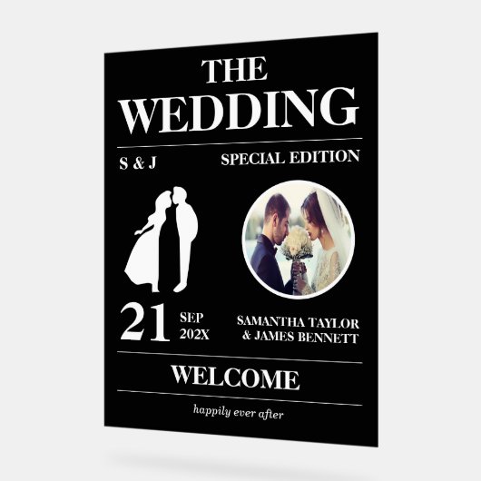 編集スタイル結婚のエントランスディスプレイ アクリルサイン (傾斜)