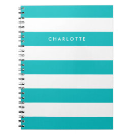 編集パーソナライズされた可能な色と白のストライプ名前 ノートブック