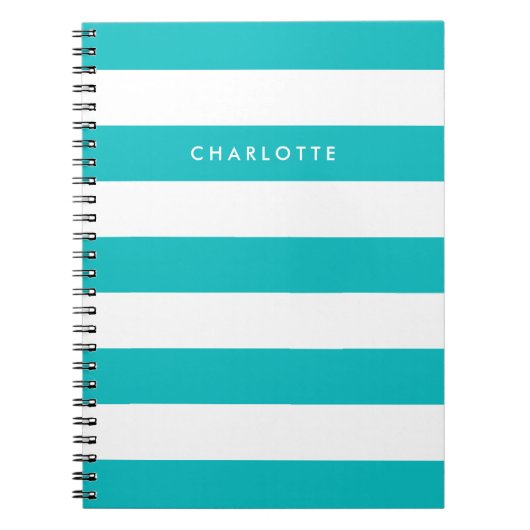 編集パーソナライズされた可能な色と白のストライプ名前 ノートブック (正面)