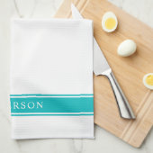 編集パーソナライズされた可能な色のストライプ名前 キッチンタオル (四つ折り)