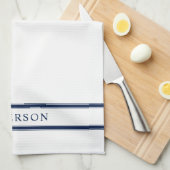 編集パーソナライズされた可能な色の倍ストライプ倍線 キッチンタオル (四つ折り)