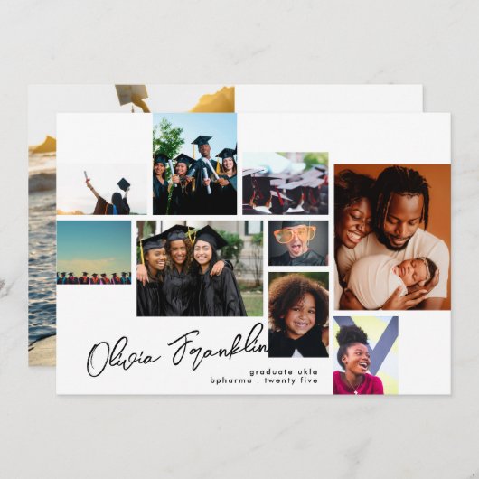 編集可ファンシー能スクリプト数々の大学院PHOTO GRAD 案内状 (正面/裏面)