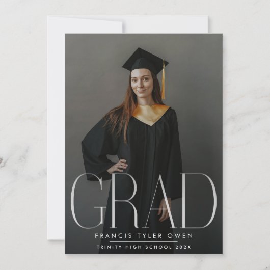 編集可モダン能な高校の写真卒業 案内状 (正面)