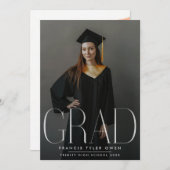 編集可モダン能な高校の写真卒業 案内状 (正面/裏面)