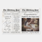 編集可結婚能の新聞花束 ラッピングペーパーシート (正面)