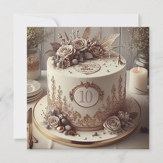 編集可結婚能の記念ケーキ 招待状 (正面)