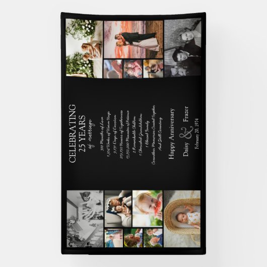 編集可結婚能25周年フォトコラージュ 横断幕 (縦)