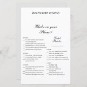 編集可能あなたの電話の赤ちゃんシャワーゲームに何がある (正面/裏面)