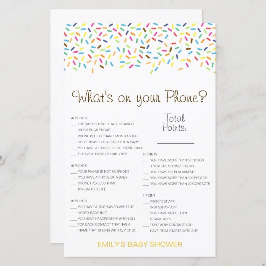 編集可能あなたの電話の赤ちゃんシャワーゲームに何がある (正面/裏面)