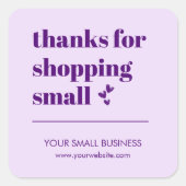 編集可能ありがとうショッピング小規模企業 スクエアシール (正面)