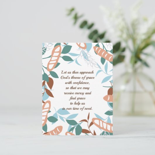 編集可能おいしいオーガニック小麦バゲットパターン ポストカード (スタンド正面)