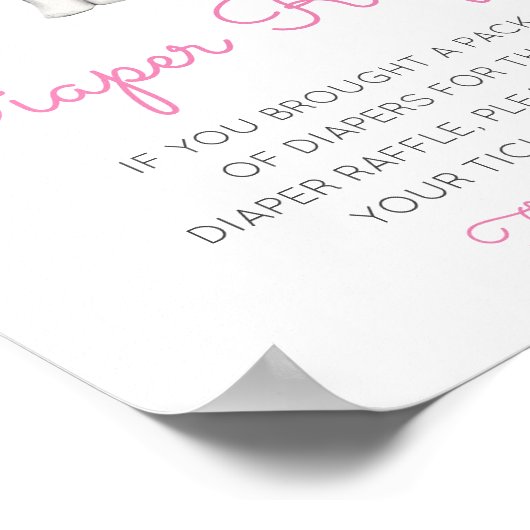 編集可能おむつラッフルベビーシャワーサイン印刷 ポスター (角)