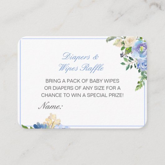 編集可能おむつワイプラッフルベビシャワーインサート エンクロージャーカード (正面)