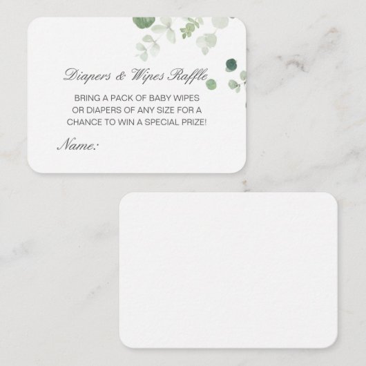 編集可能おむつワイプラッフルベビシャワーインサート エンクロージャーカード (正面/裏面)