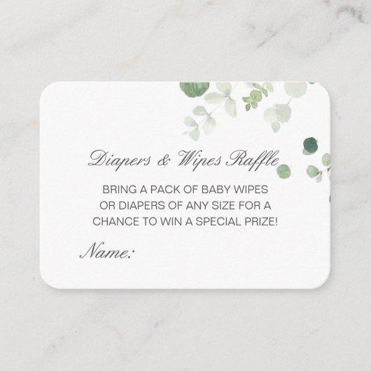 編集可能おむつワイプラッフルベビシャワーインサート エンクロージャーカード (正面)