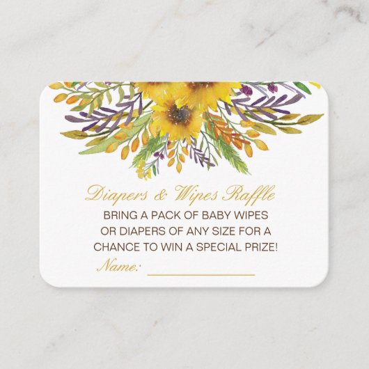 編集可能おむつワイプラッフルベビシャワーインサート エンクロージャーカード (正面)