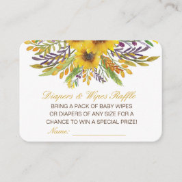 編集可能おむつワイプラッフルベビシャワーインサート エンクロージャーカード