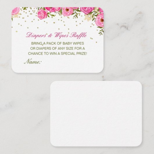 編集可能おむつワイプラッフルベビシャワーインサート エンクロージャーカード (正面/裏面)