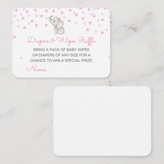 編集可能おむつワイプラッフルベビシャワーインサート エンクロージャーカード (正面/裏面)
